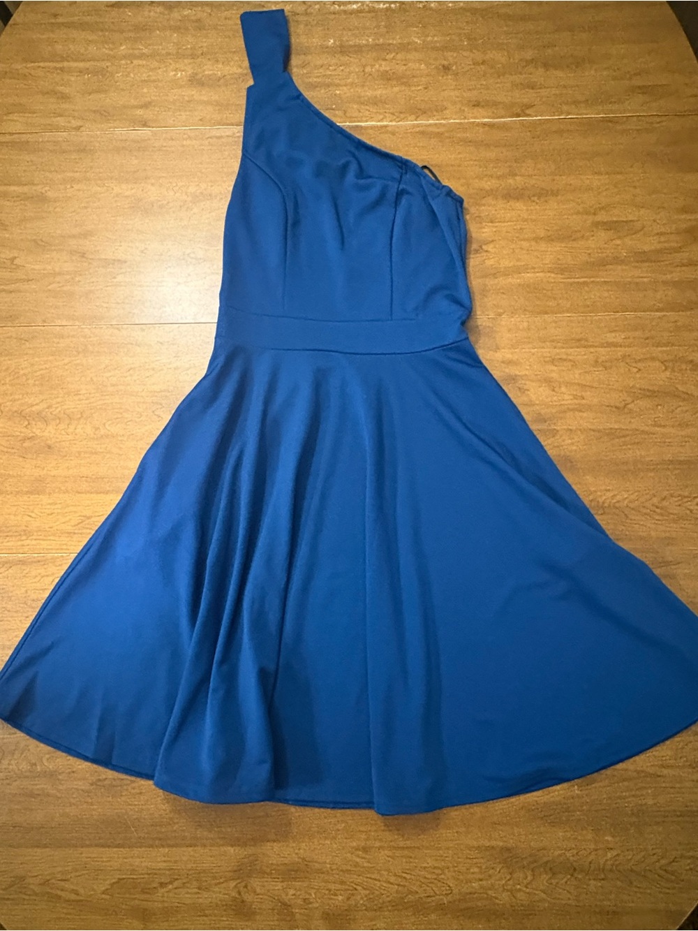 Jasambac Asymmetric One-Shoulder Royal Blue Dress with Pockets
